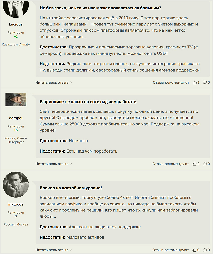 Что пишут в отзывах о платформе (сайте) компании.